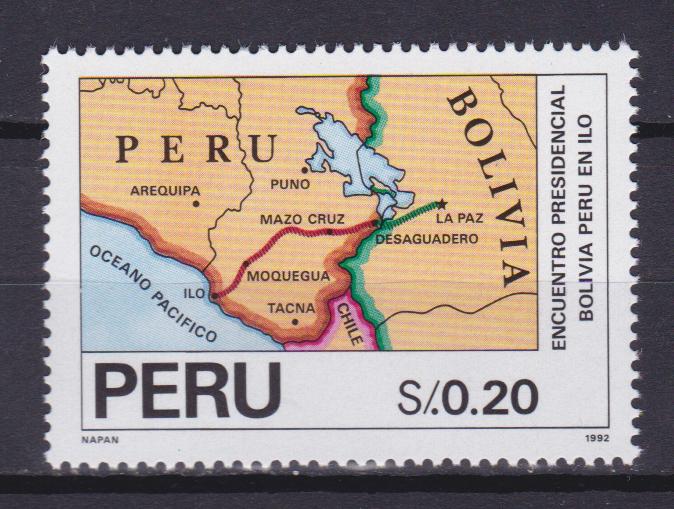 Марка карта. ИЛО Перу. Перу 1992. Peru local Tarapacá stamps.